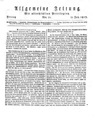 Allgemeine Zeitung Freitag 31. Januar 1817