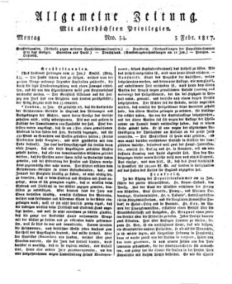 Allgemeine Zeitung Montag 3. Februar 1817