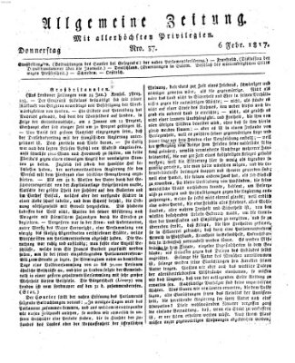 Allgemeine Zeitung Donnerstag 6. Februar 1817