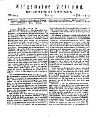 Allgemeine Zeitung Montag 10. Februar 1817