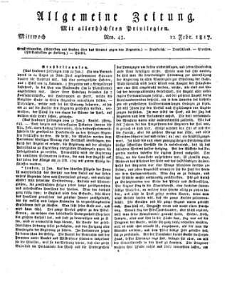 Allgemeine Zeitung Mittwoch 12. Februar 1817
