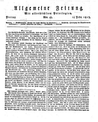 Allgemeine Zeitung Freitag 14. Februar 1817