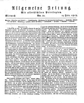 Allgemeine Zeitung Mittwoch 19. Februar 1817