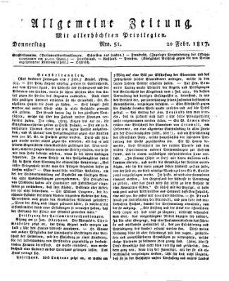 Allgemeine Zeitung Donnerstag 20. Februar 1817