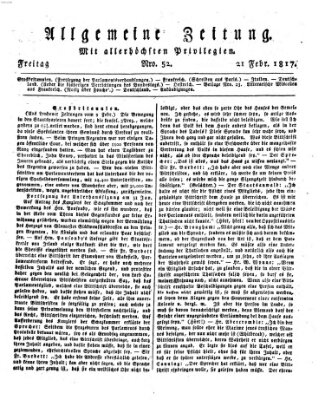 Allgemeine Zeitung Freitag 21. Februar 1817