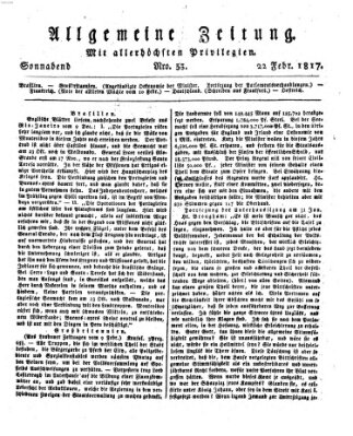 Allgemeine Zeitung Samstag 22. Februar 1817