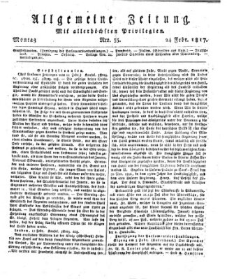 Allgemeine Zeitung Montag 24. Februar 1817