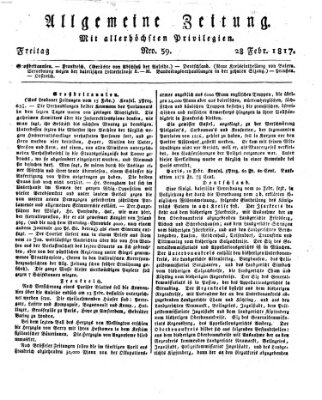 Allgemeine Zeitung Freitag 28. Februar 1817