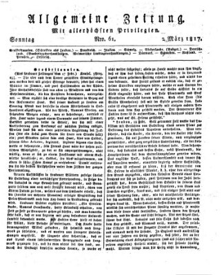 Allgemeine Zeitung Sonntag 2. März 1817