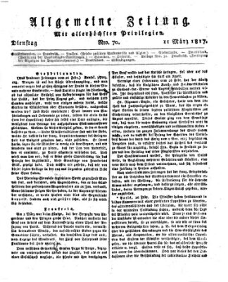 Allgemeine Zeitung Dienstag 11. März 1817