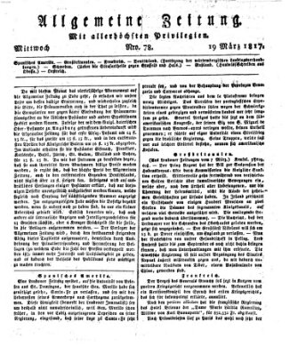 Allgemeine Zeitung Mittwoch 19. März 1817