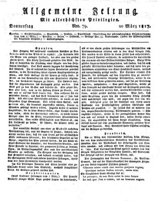 Allgemeine Zeitung Donnerstag 20. März 1817