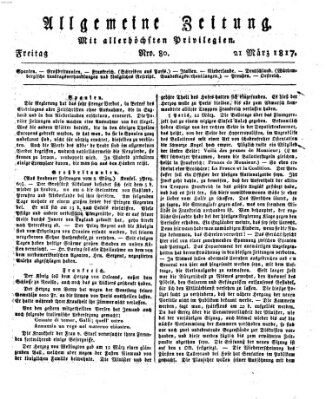 Allgemeine Zeitung Freitag 21. März 1817