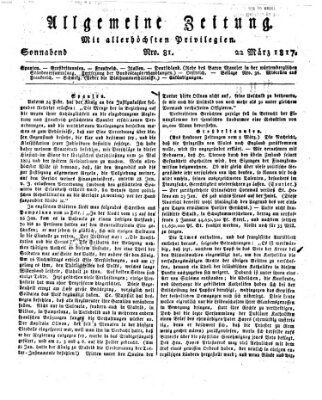 Allgemeine Zeitung Samstag 22. März 1817