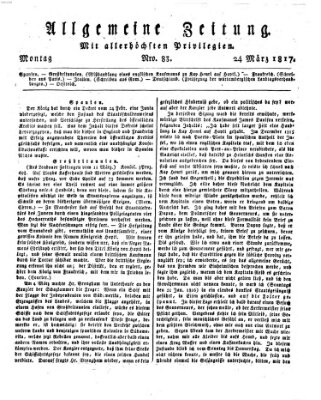 Allgemeine Zeitung Montag 24. März 1817