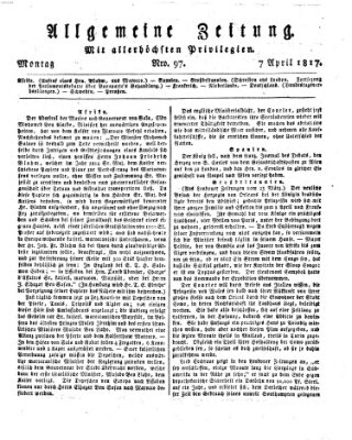 Allgemeine Zeitung Montag 7. April 1817