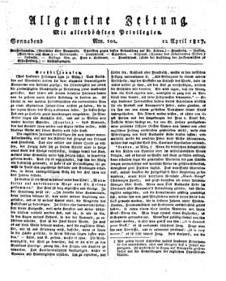 Allgemeine Zeitung Samstag 12. April 1817