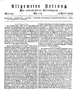 Allgemeine Zeitung Montag 28. April 1817