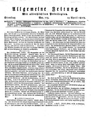 Allgemeine Zeitung Dienstag 29. April 1817