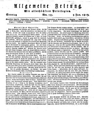 Allgemeine Zeitung Sonntag 8. Juni 1817