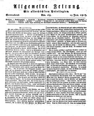 Allgemeine Zeitung Samstag 14. Juni 1817