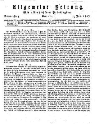 Allgemeine Zeitung Donnerstag 19. Juni 1817