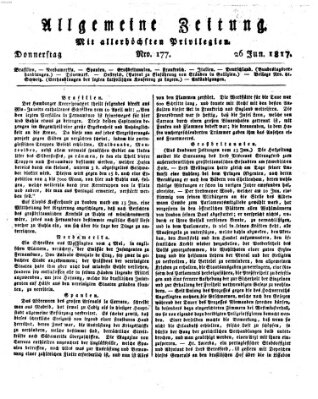 Allgemeine Zeitung Donnerstag 26. Juni 1817