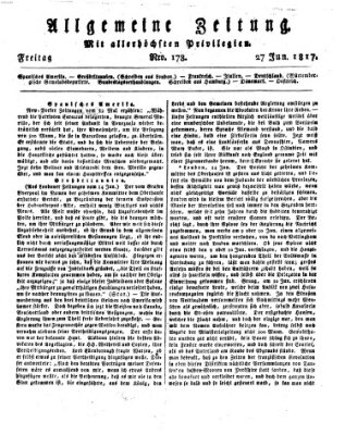 Allgemeine Zeitung Freitag 27. Juni 1817