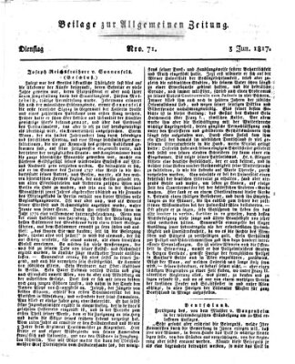 Allgemeine Zeitung Dienstag 3. Juni 1817