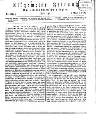 Allgemeine Zeitung Dienstag 1. Juli 1817