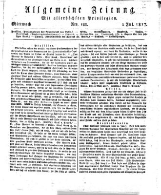 Allgemeine Zeitung Mittwoch 2. Juli 1817