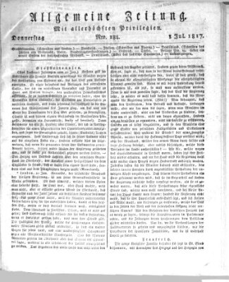 Allgemeine Zeitung Donnerstag 3. Juli 1817