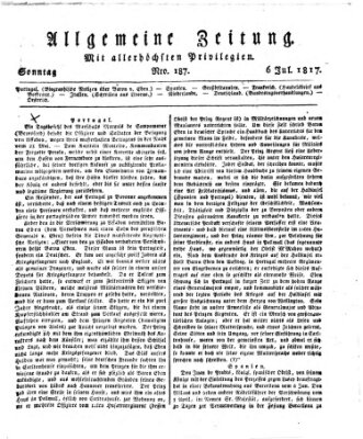 Allgemeine Zeitung Sonntag 6. Juli 1817