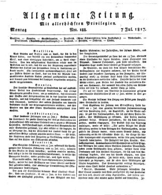 Allgemeine Zeitung Montag 7. Juli 1817