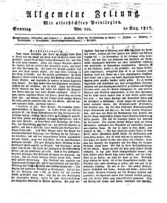 Allgemeine Zeitung Sonntag 10. August 1817