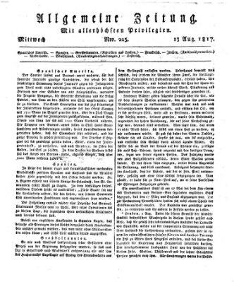 Allgemeine Zeitung Mittwoch 13. August 1817