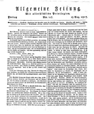 Allgemeine Zeitung Freitag 15. August 1817