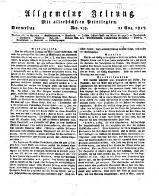 Allgemeine Zeitung Donnerstag 21. August 1817