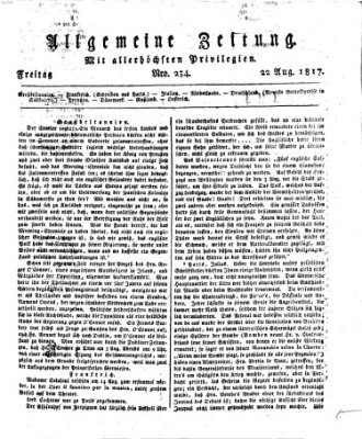 Allgemeine Zeitung Freitag 22. August 1817