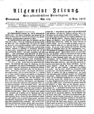 Allgemeine Zeitung Samstag 23. August 1817