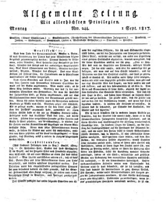 Allgemeine Zeitung Montag 1. September 1817