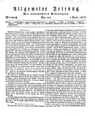 Allgemeine Zeitung Mittwoch 3. September 1817