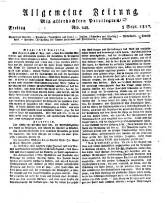 Allgemeine Zeitung Freitag 5. September 1817