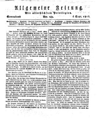 Allgemeine Zeitung Samstag 6. September 1817