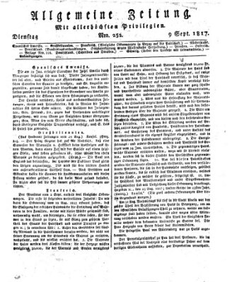 Allgemeine Zeitung Dienstag 9. September 1817