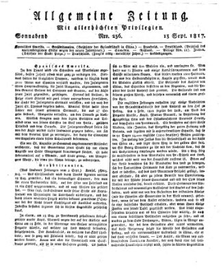 Allgemeine Zeitung Samstag 13. September 1817