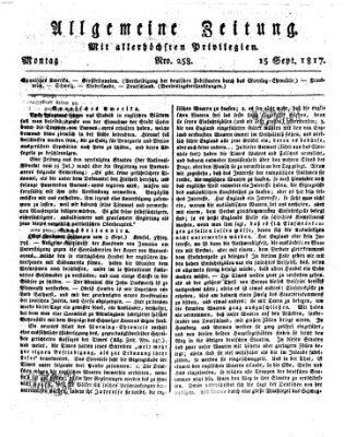 Allgemeine Zeitung Montag 15. September 1817