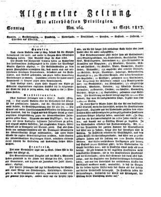 Allgemeine Zeitung Sonntag 21. September 1817