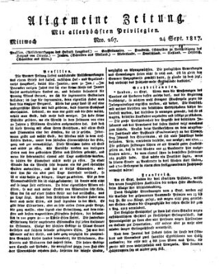 Allgemeine Zeitung Mittwoch 24. September 1817