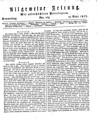 Allgemeine Zeitung Donnerstag 25. September 1817